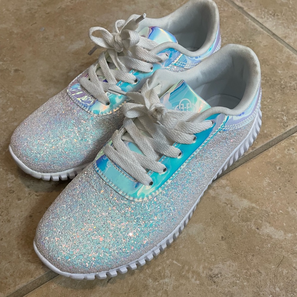 White glitter shoes